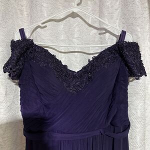 La Femme Purple Off the Shoulder Sequins Long Gown Dress Formal Size 14 G4‎
